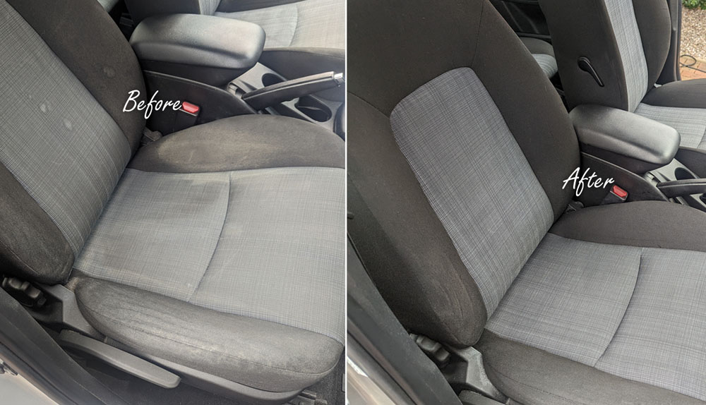 Car valeting, very dirty upholstery cleaning